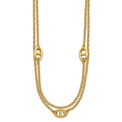 Chisel Stainless Steel Polished Yellow IP-plated Two-Strand 16 inch Plus a 2 inch Extension Necklace