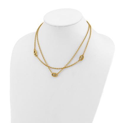 Chisel Stainless Steel Polished Yellow IP-plated Two-Strand 16 inch Plus a 2 inch Extension Necklace