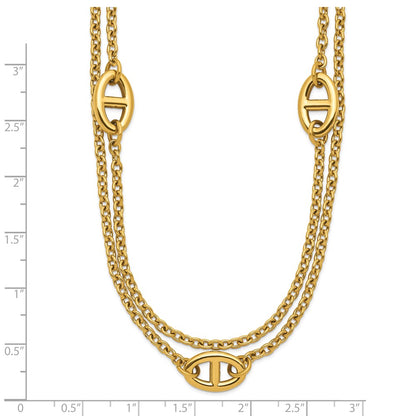 Chisel Stainless Steel Polished Yellow IP-plated Two-Strand 16 inch Plus a 2 inch Extension Necklace