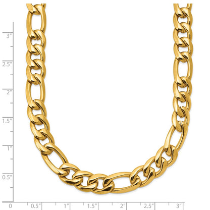 Chisel Stainless Steel Polished Yellow IP-plated 8mm Figaro Chain 24 inch Necklace