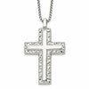 Chisel Stainless Steel Polished and Textured Cross Pendant on a 24 inch Box Chain Necklace