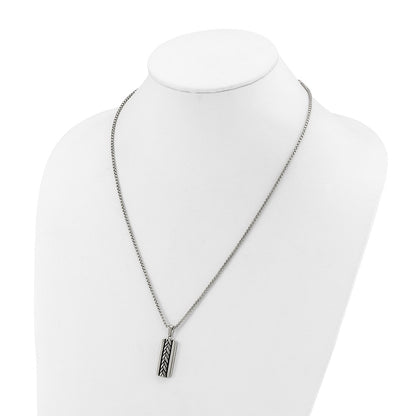 Chisel Stainless Steel Antiqued and Polished Pendant on a 20 inch Box Chain Necklace
