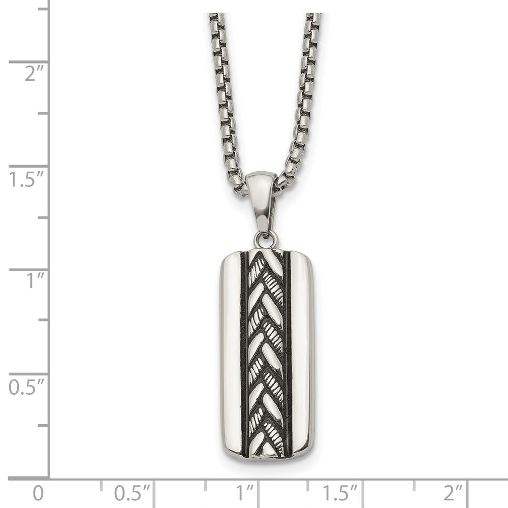 Chisel Stainless Steel Antiqued and Polished Pendant on a 20 inch Box Chain Necklace