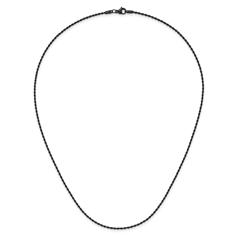 Chisel Stainless Steel Polished Black IP-plated 1.5mm 20 inch Rope Chain