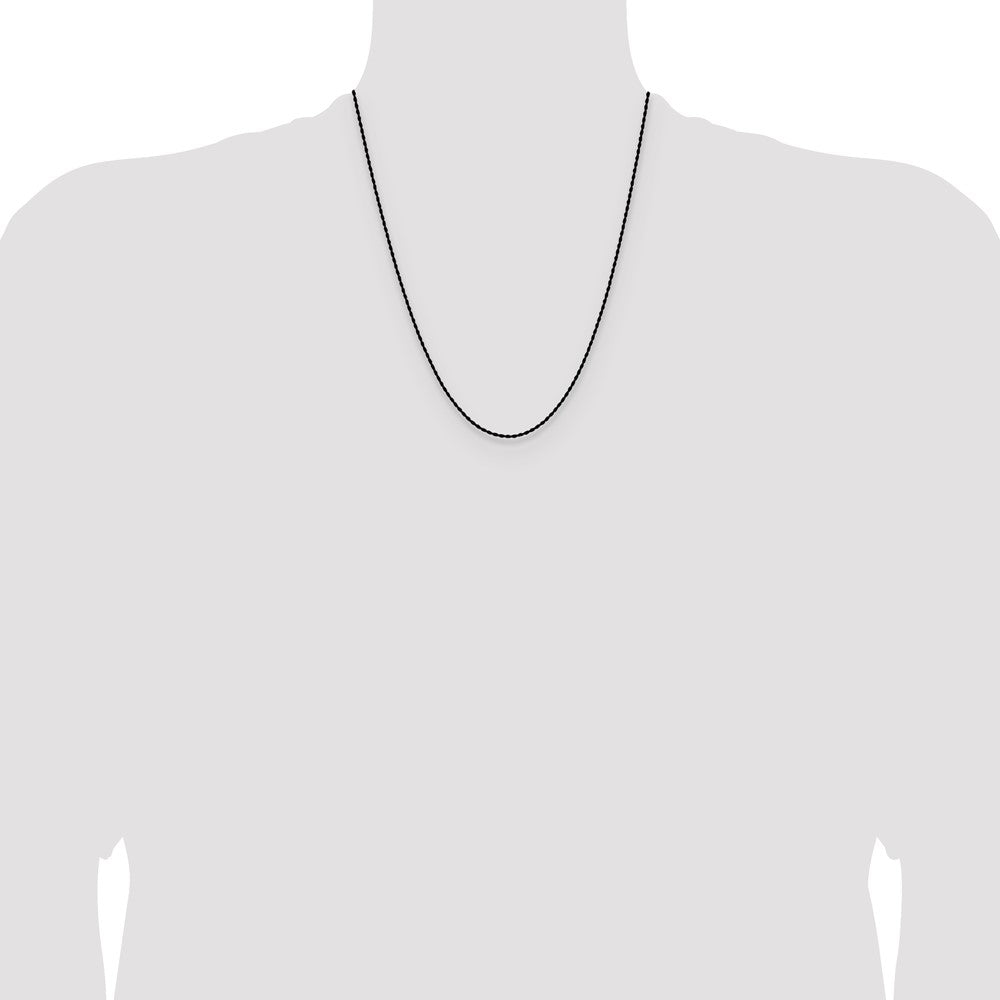 Chisel Stainless Steel Polished Black IP-plated 1.5mm 22 inch Rope Chain