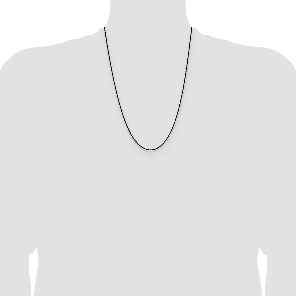 Chisel Stainless Steel Polished Black IP-plated 1.5mm 24 inch Rope Chain