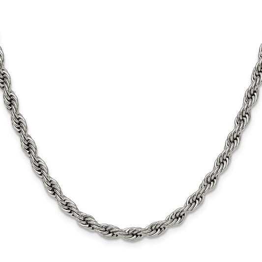 Chisel Stainless Steel Polished 5mm 20 inch Rope Chain