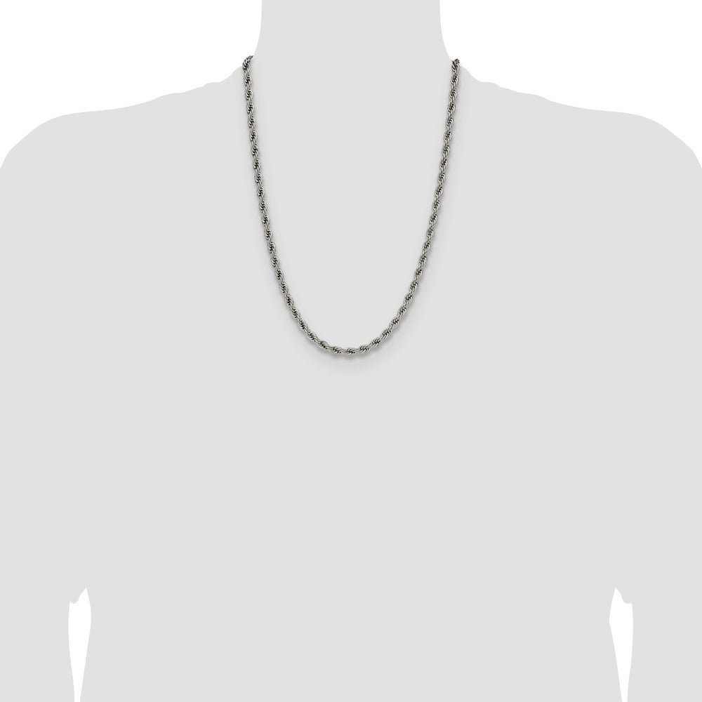 Chisel Stainless Steel Polished 5mm 24 inch Rope Chain