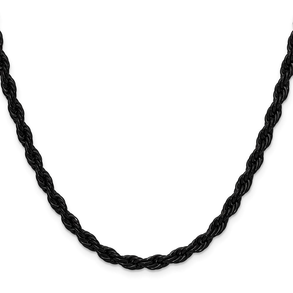 Chisel Stainless Steel Polished Black IP-plated 5mm 20 inch Rope Chain