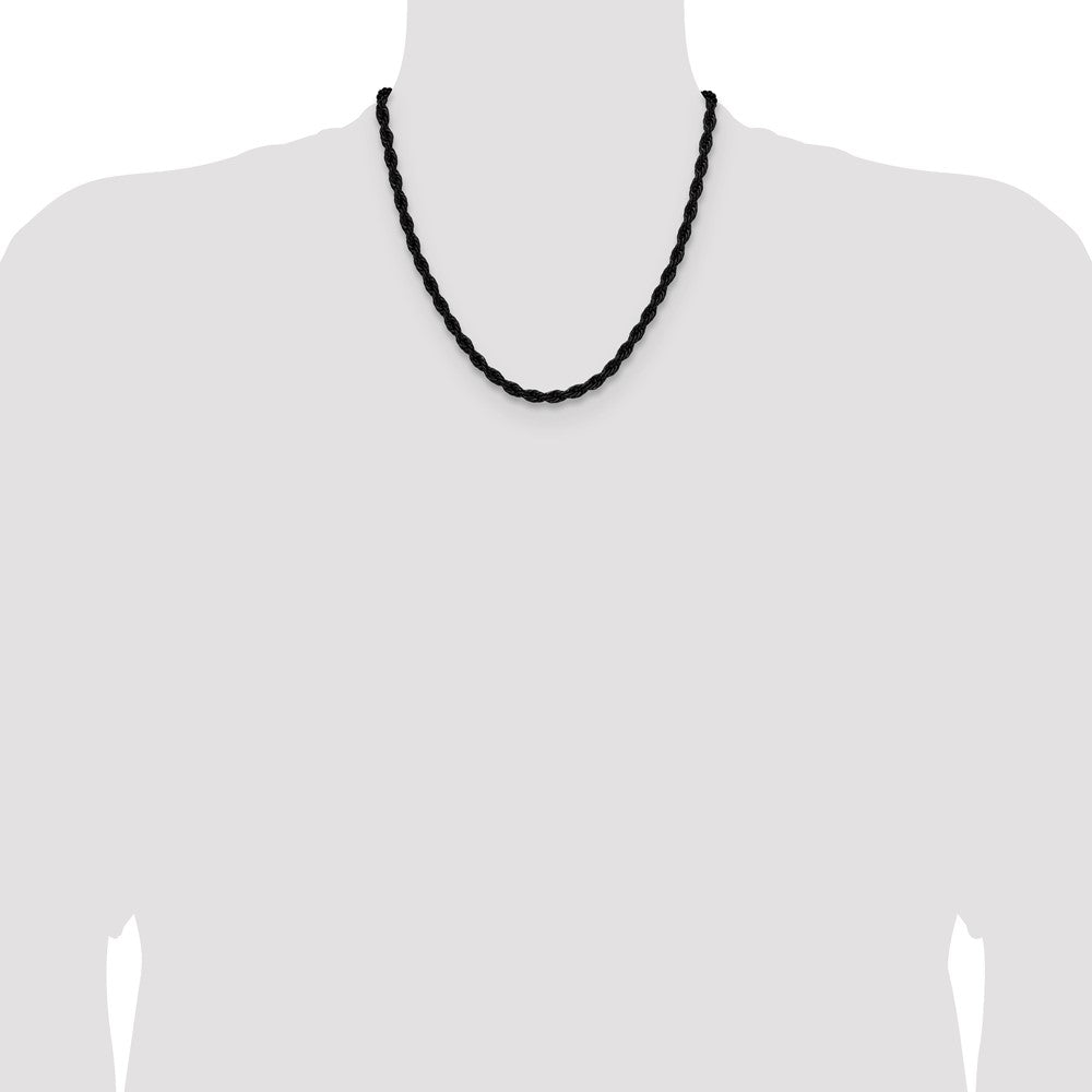 Chisel Stainless Steel Polished Black IP-plated 5mm 20 inch Rope Chain