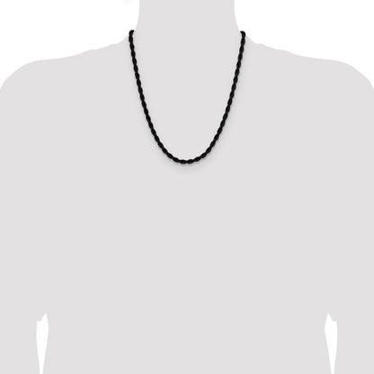 Chisel Stainless Steel Polished Black IP-plated 5mm 22 inch Rope Chain