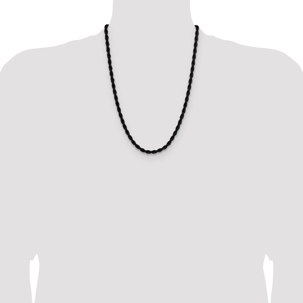 Chisel Stainless Steel Polished Black IP-plated 5mm 24 inch Rope Chain