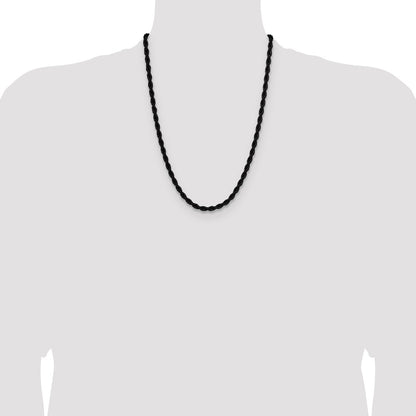 Chisel Stainless Steel Polished Black IP-plated 5mm 24 inch Rope Chain
