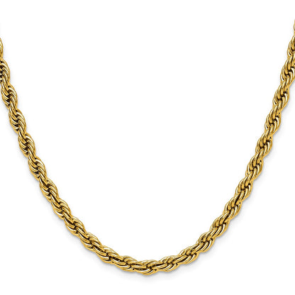 Chisel Stainless Steel Polished Yellow IP-plated 5mm 24 inch Rope Chain