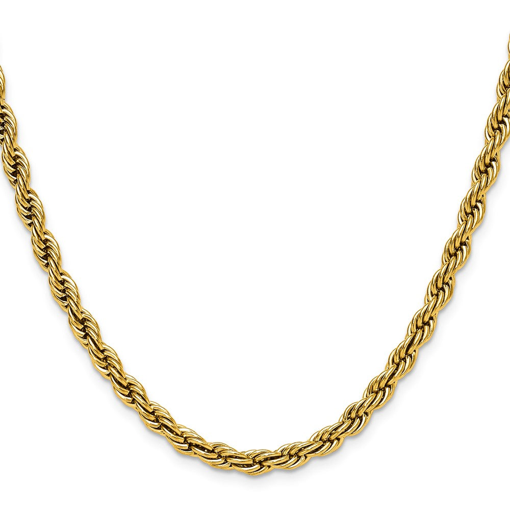 Chisel Stainless Steel Polished Yellow IP-plated 5mm 18 inch Rope Chain