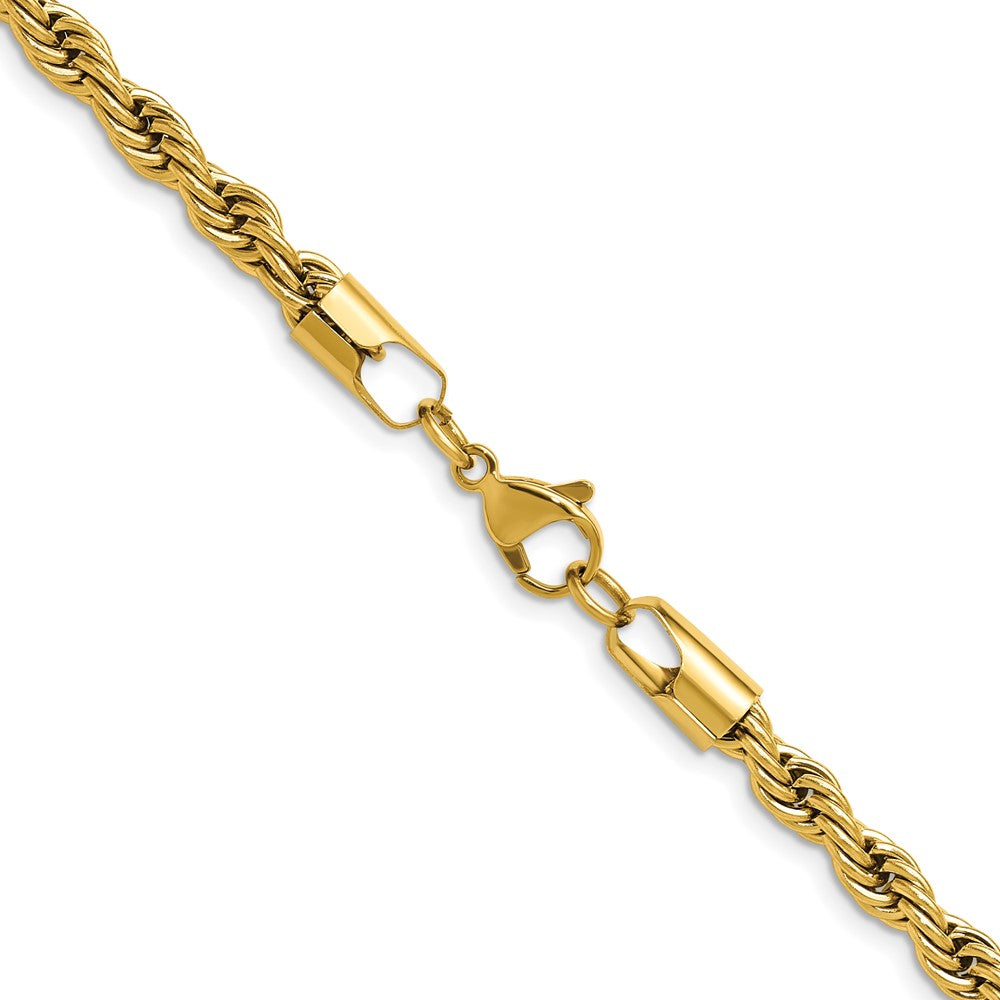 Chisel Stainless Steel Polished Yellow IP-plated 5mm 18 inch Rope Chain
