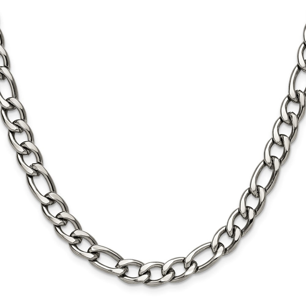 Chisel Stainless Steel Polished 7.5mm 24 inch Figaro Chain