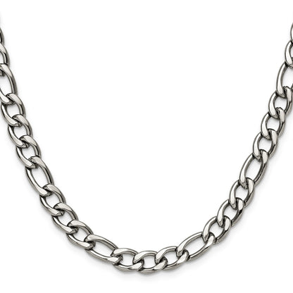 Chisel Stainless Steel Polished 7.5mm 20 inch Figaro Chain