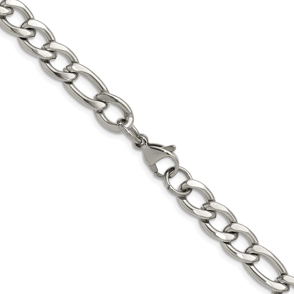 Chisel Stainless Steel Polished 7.5mm 24 inch Figaro Chain