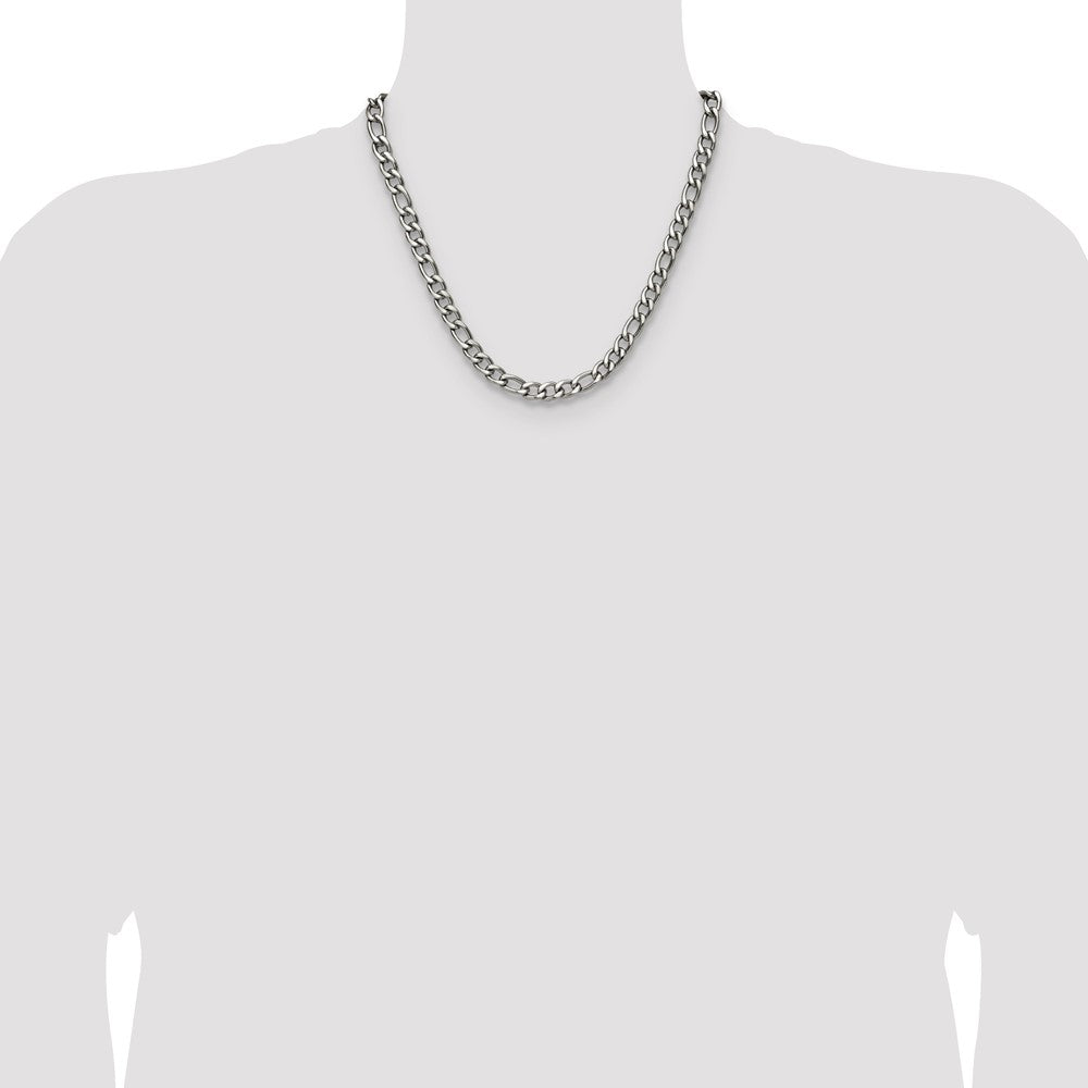 Chisel Stainless Steel Polished 7.5mm 20 inch Figaro Chain