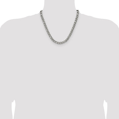 Chisel Stainless Steel Polished 7.5mm 20 inch Figaro Chain