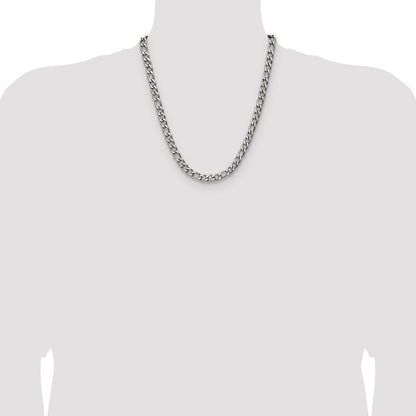 Chisel Stainless Steel Polished 7.5mm 22 inch Figaro Chain
