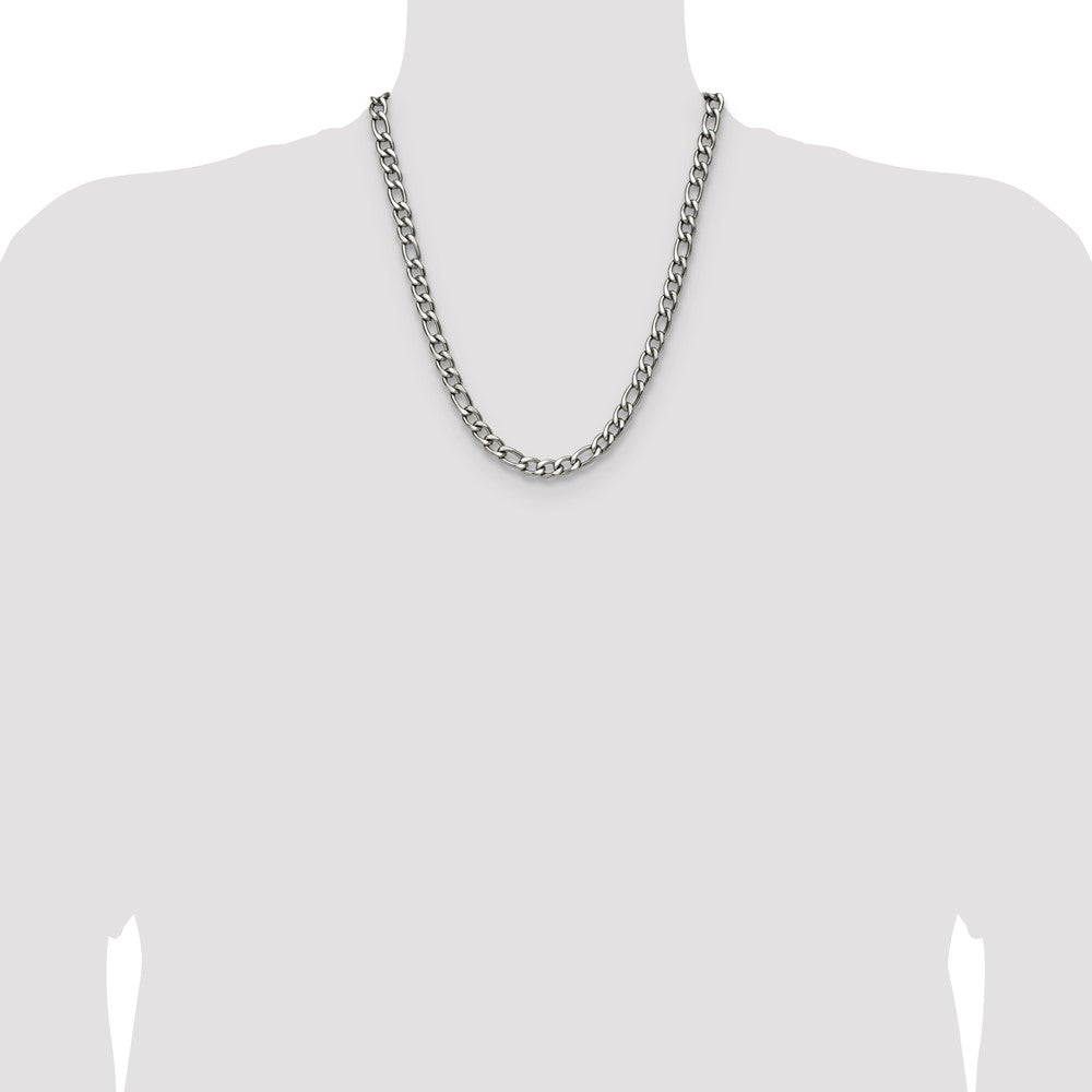 Chisel Stainless Steel Polished 7.5mm 24 inch Figaro Chain