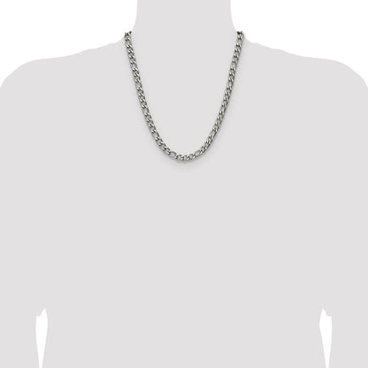 Chisel Stainless Steel Polished 7.5mm 24 inch Figaro Chain