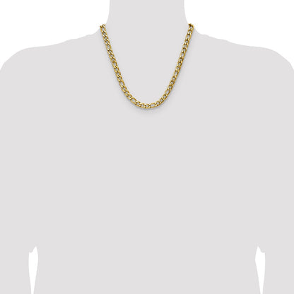 Chisel Stainless Steel Polished Yellow IP-plated 7.5mm 20 inch Figaro Chain