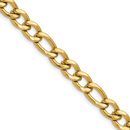 Chisel Stainless Steel Polished Yellow IP-plated 7.5mm 22 inch Figaro Chain