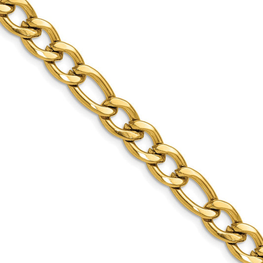 Chisel Stainless Steel Polished Yellow IP-plated 7.5mm 22 inch Figaro Chain