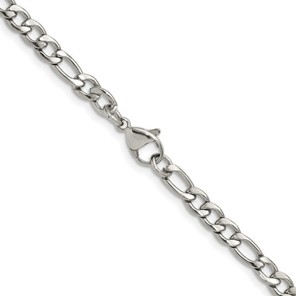 Chisel Stainless Steel Polished 4.5mm 24 inch Figaro Chain