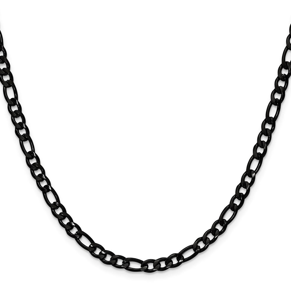 Chisel Stainless Steel Polished Black IP-plated 4.5mm 20 inch Figaro Chain