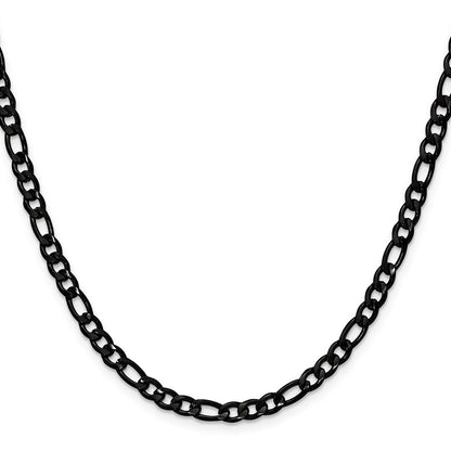 Chisel Stainless Steel Polished Black IP-plated 4.5mm 22 inch Figaro Chain