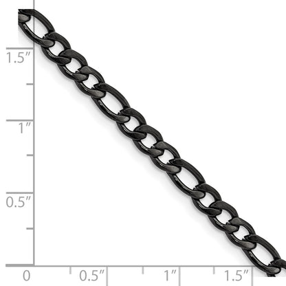 Chisel Stainless Steel Polished Black IP-plated 4.5mm 18 inch Figaro Chain