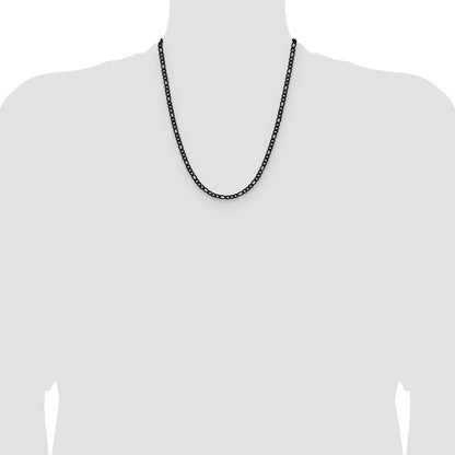 Chisel Stainless Steel Polished Black IP-plated 4.5mm 22 inch Figaro Chain