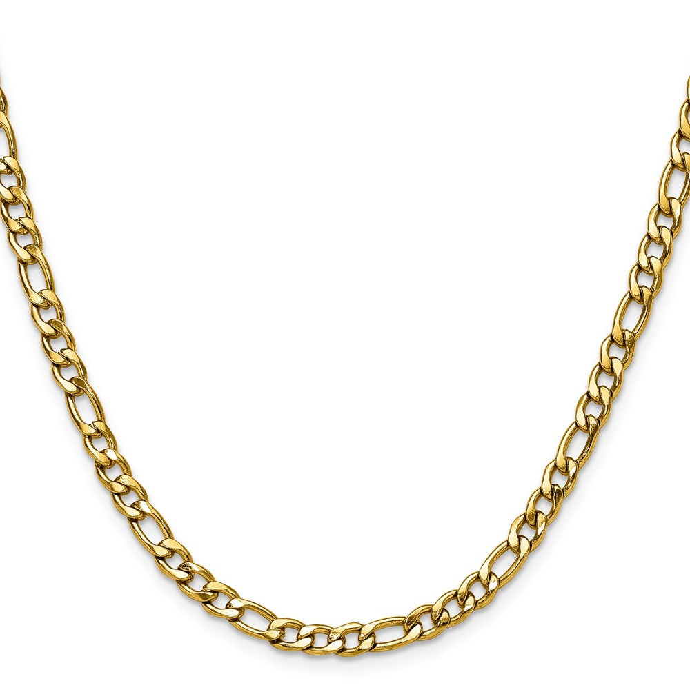 Chisel Stainless Steel Polished Yellow IP-plated 4.5mm 24 inch Figaro Chain