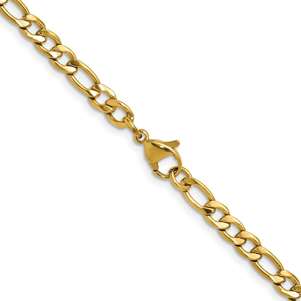 Chisel Stainless Steel Polished Yellow IP-plated 4.5mm 18 inch Figaro Chain