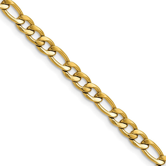 Chisel Stainless Steel Polished Yellow IP-plated 4.5mm 20 inch Figaro Chain