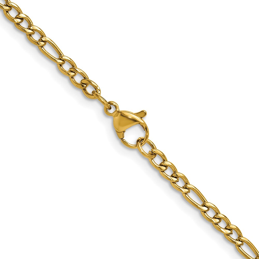Chisel Stainless Steel Polished Yellow IP-plated 3mm 24 inch Figaro Chain