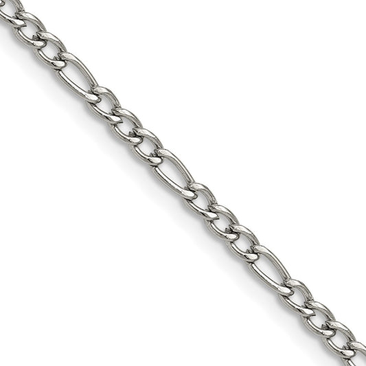 Chisel Stainless Steel Polished 3mm 24 inch Figaro Chain