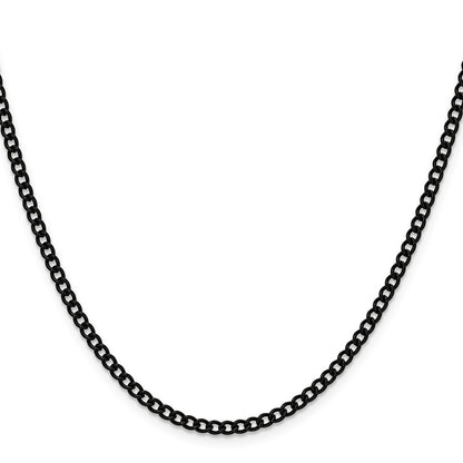 Chisel Stainless Steel Polished Black IP-plated 3mm 24 inch Round Curb Chain