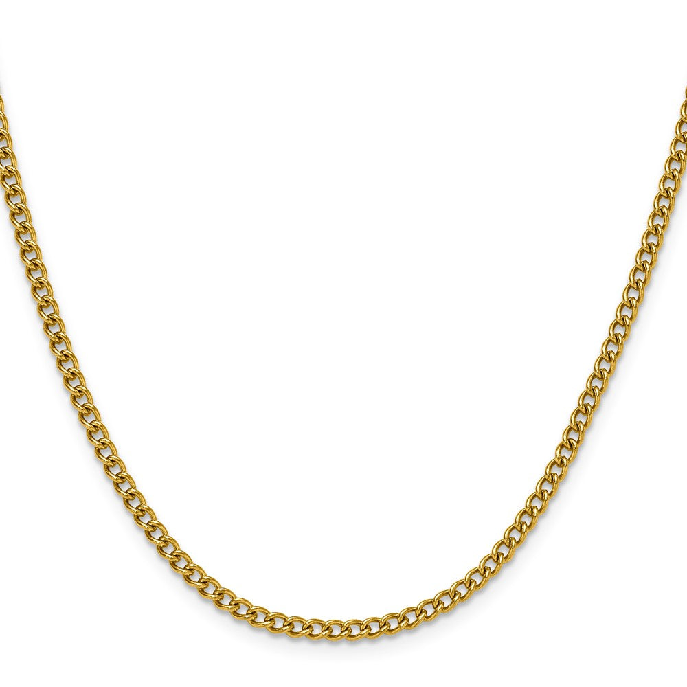 Chisel Stainless Steel Polished Yellow IP-plated 3mm 24 inch Round Curb Chain
