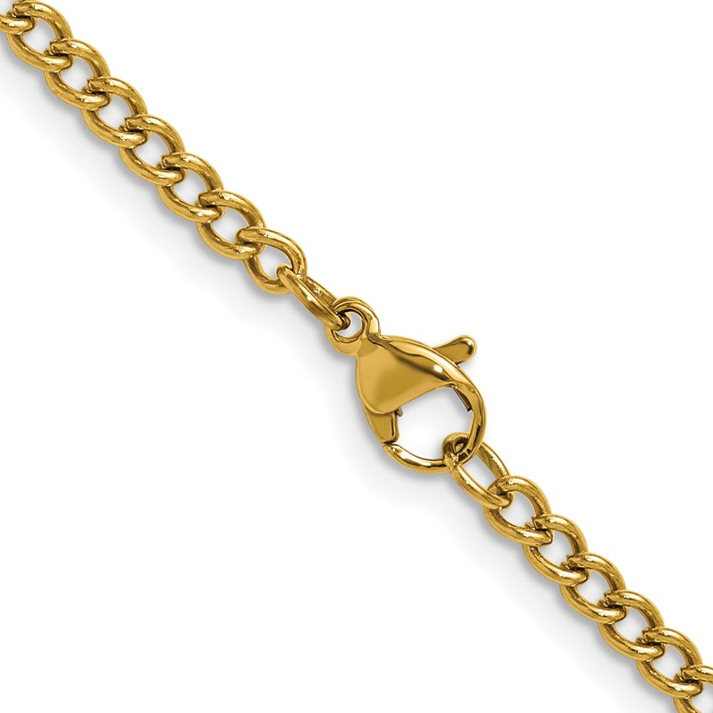 Chisel Stainless Steel Polished Yellow IP-plated 3mm 24 inch Round Curb Chain