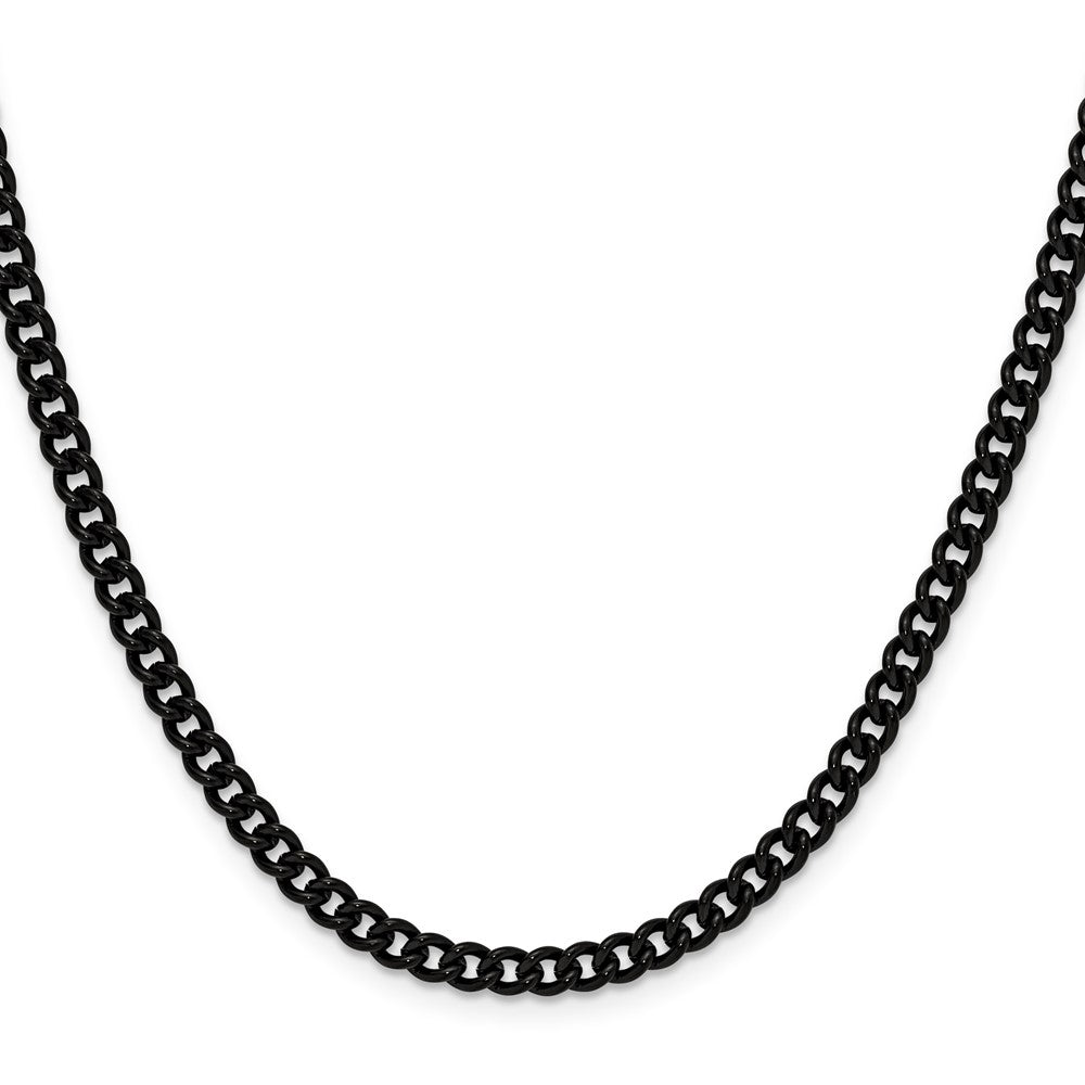 Chisel Stainless Steel Polished Black IP-plated 4.5mm 18 inch Round Curb Chain