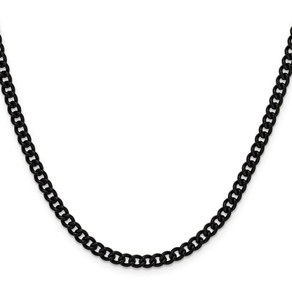 Chisel Stainless Steel Polished Black IP-plated 4.5mm 22 inch Round Curb Chain