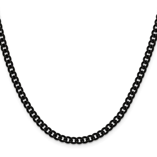 Chisel Stainless Steel Polished Black IP-plated 4.5mm 22 inch Round Curb Chain