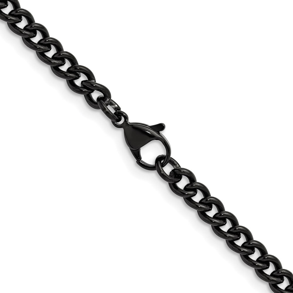 Chisel Stainless Steel Polished Black IP-plated 4.5mm 18 inch Round Curb Chain