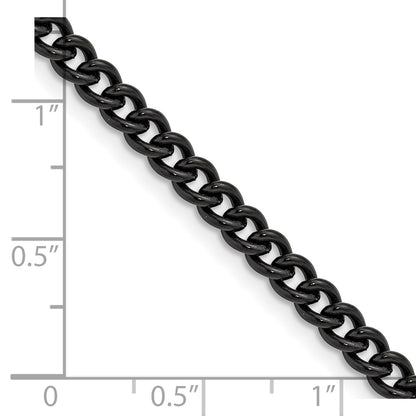 Chisel Stainless Steel Polished Black IP-plated 4.5mm 20 inch Round Curb Chain