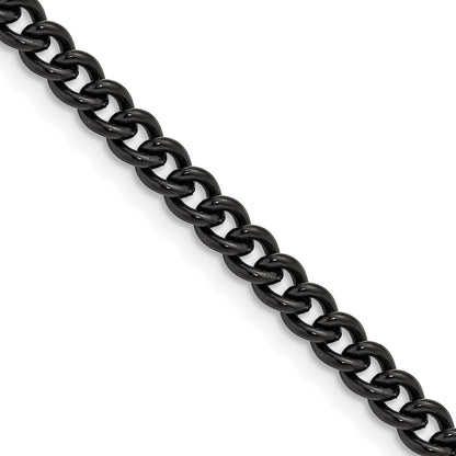 Chisel Stainless Steel Polished Black IP-plated 4.5mm 22 inch Round Curb Chain